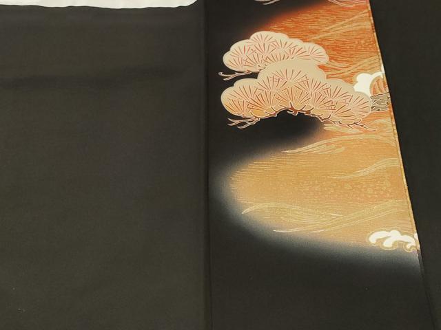 平和屋着物■豪華黒留袖　作家物　浜松渡り橋飛鶴文　暈し染め　金彩　正絹　逸品　CABL3804ev
