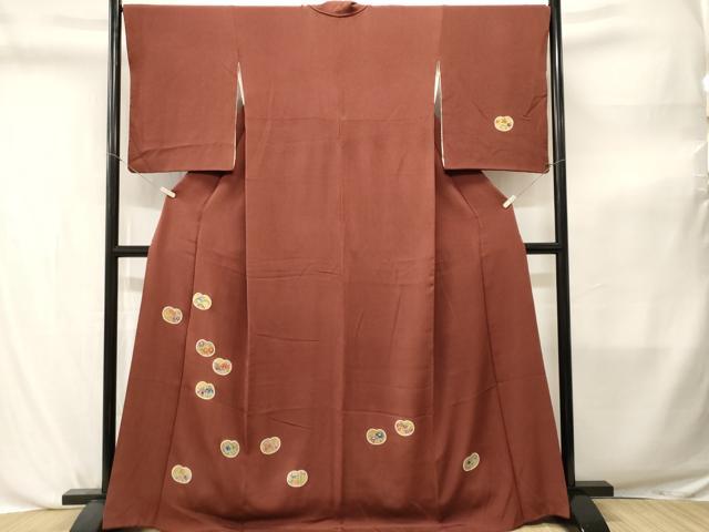 平和屋着物■訪問着　草花文　鬼しぼ縮緬　正絹　逸品　CABL3806ev