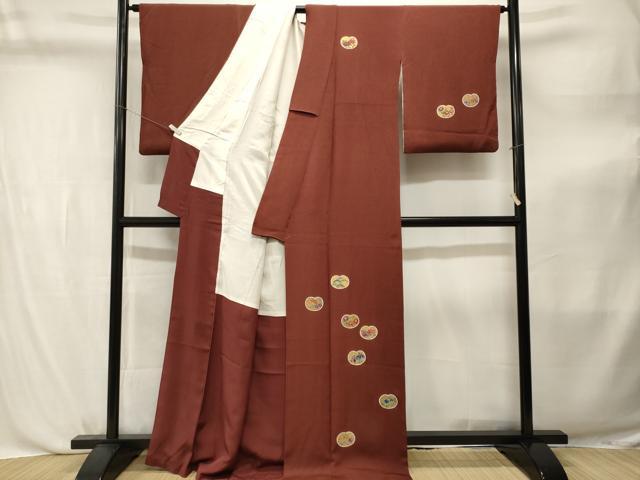平和屋着物■訪問着　草花文　鬼しぼ縮緬　正絹　逸品　CABL3806ev