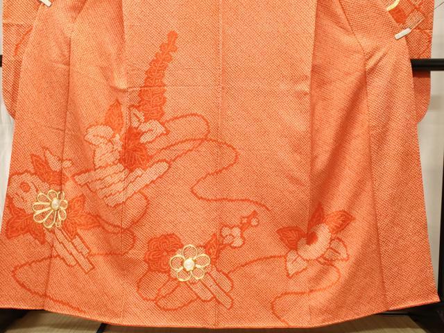 平和屋着物■豪華振袖　総絞り　駒刺繍　花筏文　正絹　逸品　CABL3810ev