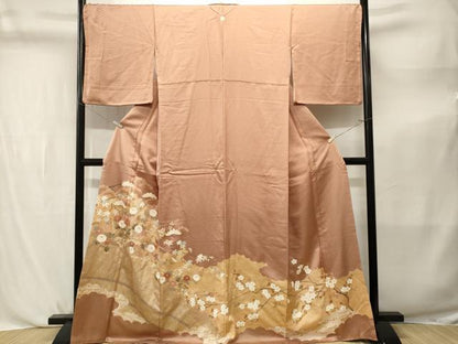 平和屋着物■豪華色留袖　刺繍　枝花文　暈し染め　金彩　正絹　逸品　CABL3814ev