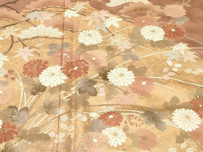 平和屋着物■豪華色留袖　刺繍　枝花文　暈し染め　金彩　正絹　逸品　CABL3814ev