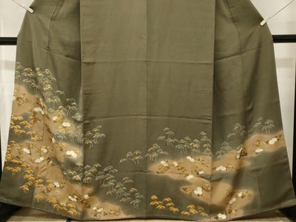 平和屋着物■豪華色留袖　刺繍　松　万寿菊　暈し染め　金彩　正絹　逸品　CABL3815ev