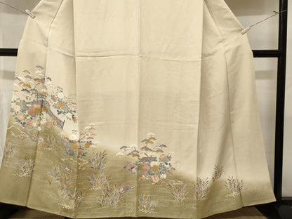 平和屋着物■豪華色留袖　流水宝尽し花文　暈し染め　金彩　鬼しぼ縮緬　正絹　逸品　CABL3816ev