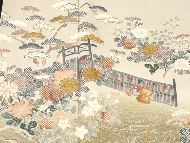 平和屋着物■豪華色留袖　流水宝尽し花文　暈し染め　金彩　鬼しぼ縮緬　正絹　逸品　CABL3816ev