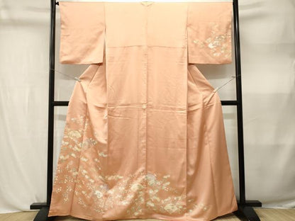 平和屋着物■訪問着　扇面枝花文　金彩　正絹　逸品　CABL3822ev