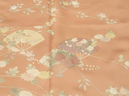 平和屋着物■訪問着　扇面枝花文　金彩　正絹　逸品　CABL3822ev