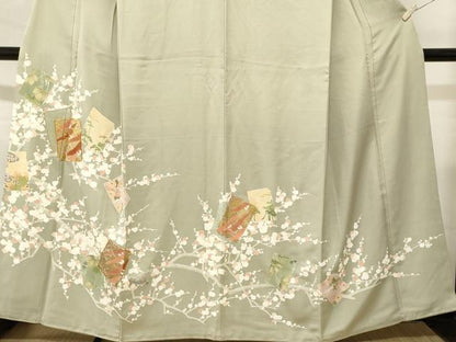 平和屋着物■豪華色留袖　駒刺繍　破れ色紙重ね飛鶴花文　金彩　正絹　逸品　CABL3823ev