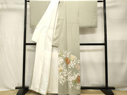 平和屋着物■豪華色留袖　駒刺繍　破れ色紙重ね飛鶴花文　金彩　正絹　逸品　CABL3823ev
