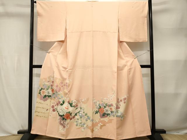 平和屋着物■豪華色留袖　刺繍　花籠文　金彩　正絹　逸品　CABL3824ev