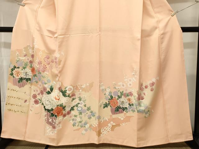 平和屋着物■豪華色留袖　刺繍　花籠文　金彩　正絹　逸品　CABL3824ev