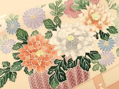 平和屋着物■豪華色留袖　刺繍　花籠文　金彩　正絹　逸品　CABL3824ev