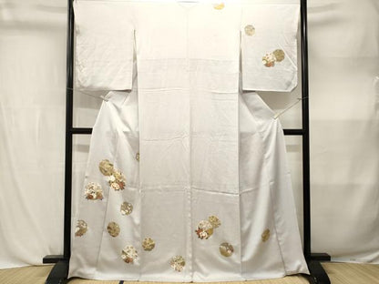 平和屋着物■訪問着　駒刺繍　雪輪重ね花唐草文　金彩　正絹　逸品　CABL3827ev