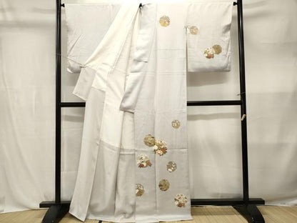 平和屋着物■訪問着　駒刺繍　雪輪重ね花唐草文　金彩　正絹　逸品　CABL3827ev