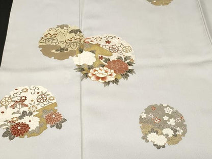 平和屋着物■訪問着　駒刺繍　雪輪重ね花唐草文　金彩　正絹　逸品　CABL3827ev