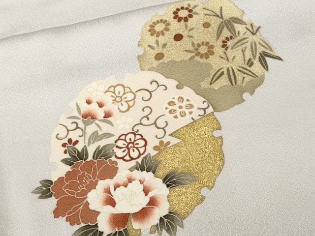 平和屋着物■訪問着　駒刺繍　雪輪重ね花唐草文　金彩　正絹　逸品　CABL3827ev