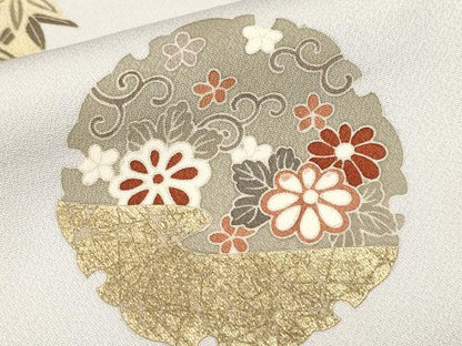 平和屋着物■訪問着　駒刺繍　雪輪重ね花唐草文　金彩　正絹　逸品　CABL3827ev