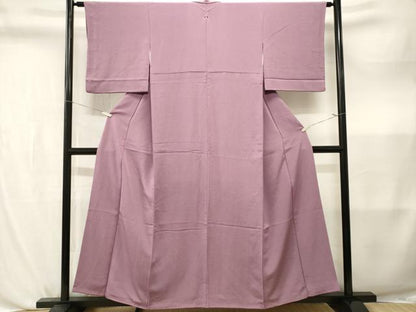 平和屋着物■上質な色無地　古代紫色　鬼しぼ縮緬　正絹　逸品　CABL3829ev