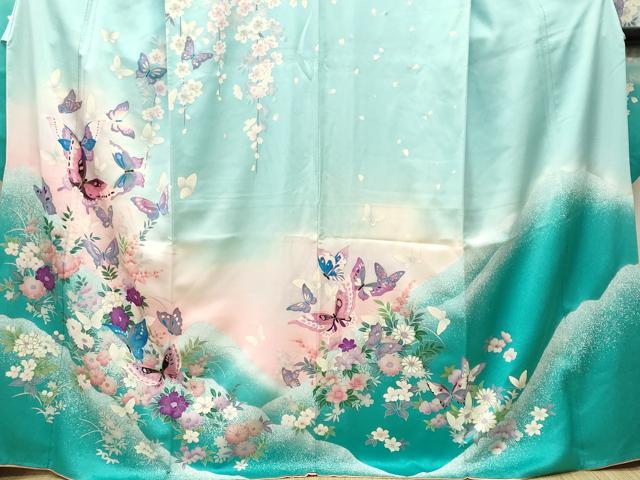平和屋着物●豪華振袖　遠山枝垂れ桜花蝶文　暈し染め　金彩　正絹　逸品　CABL3840ev