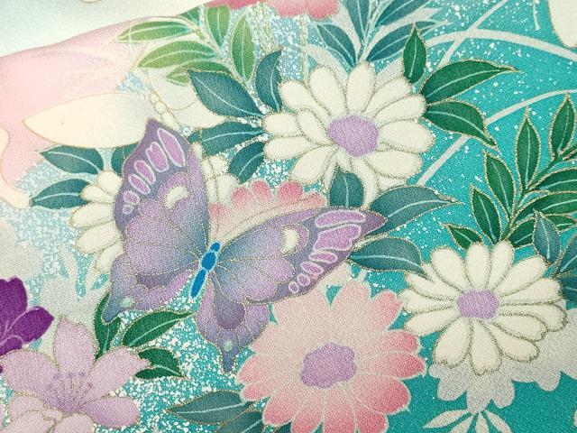 平和屋着物●豪華振袖　遠山枝垂れ桜花蝶文　暈し染め　金彩　正絹　逸品　CABL3840ev