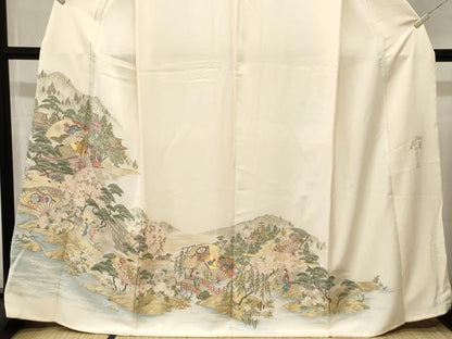 平和屋着物■色留訪問着　寿光織　祇園の舞　正絹　逸品　CABL3849ev
