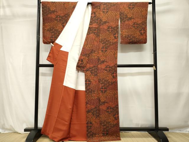 平和屋着物■上質な小紋　蜀江吉祥花文　鬼しぼ縮緬　正絹　逸品　CABL3850ev