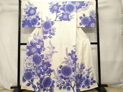 平和屋着物■訪問着　絞り　枝花文　暈し染め　正絹　逸品　CABL3854ev