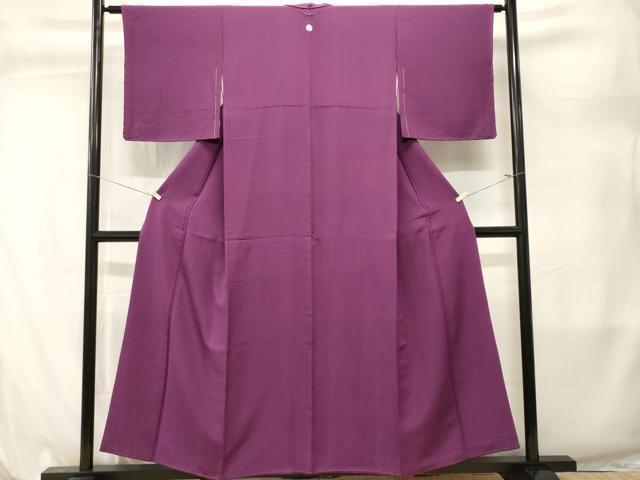 平和屋着物■上質な色無地　茄子紺色　正絹　逸品　CABL3856ev