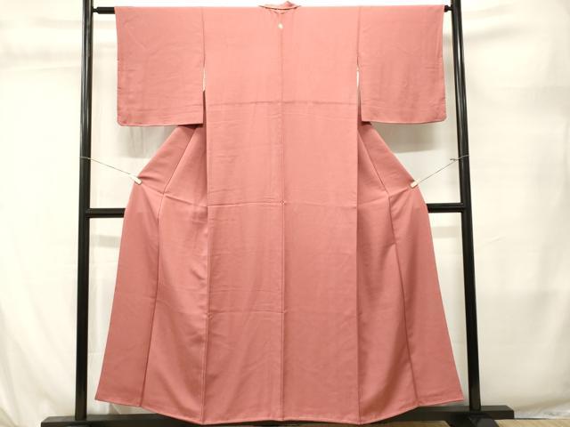 平和屋着物■上質な色無地　渦巻き地紋　退紅色　正絹　逸品　CABL3857ev
