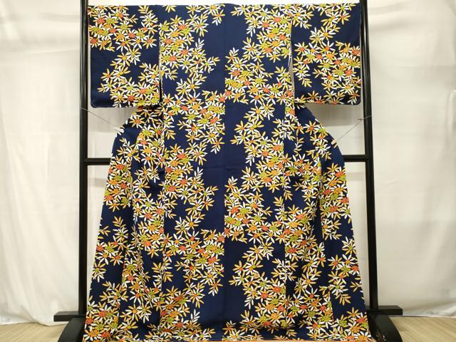 平和屋着物■上質な小紋　枝花文　正絹　逸品　CABL3858ev