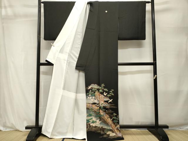 平和屋着物■豪華黒留袖　人物御所車松竹梅文　暈し染め　金彩　正絹　逸品　CABL3859ev