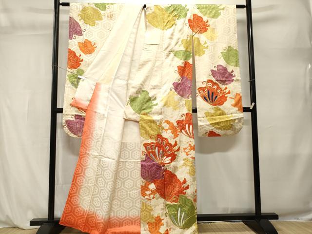 平和屋着物■豪華振袖　駒刺繍　亀甲花蝶文　金彩　正絹　逸品　CABL3864ev