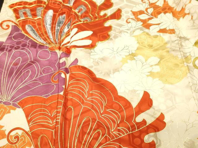 平和屋着物■豪華振袖　駒刺繍　亀甲花蝶文　金彩　正絹　逸品　CABL3864ev