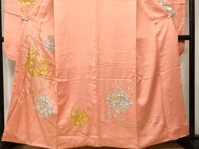 平和屋着物■豪華振袖　駒刺繍　御所車檜扇花文　金銀糸　正絹　逸品　CABL3868ev