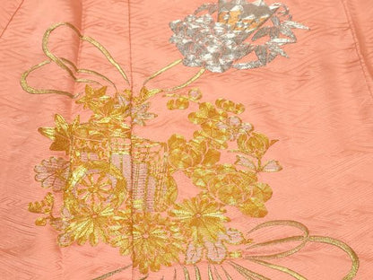 平和屋着物■豪華振袖　駒刺繍　御所車檜扇花文　金銀糸　正絹　逸品　CABL3868ev
