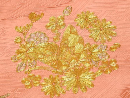 平和屋着物■豪華振袖　駒刺繍　御所車檜扇花文　金銀糸　正絹　逸品　CABL3868ev