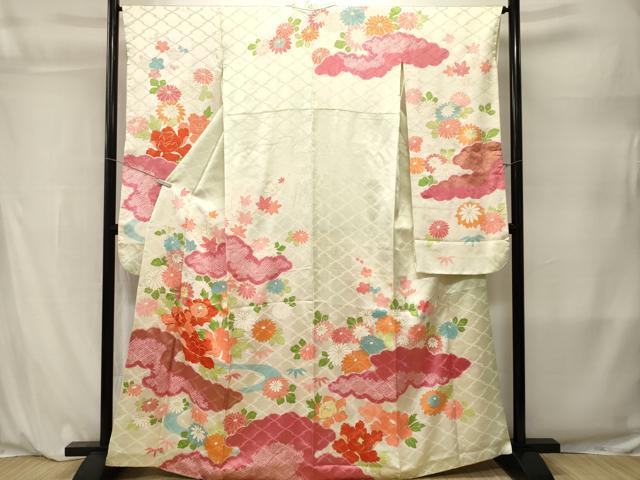 平和屋着物■豪華振袖　駒刺繍　絞り　雲取り流水花文　暈し染め　金彩　正絹　逸品　CABL3870ev