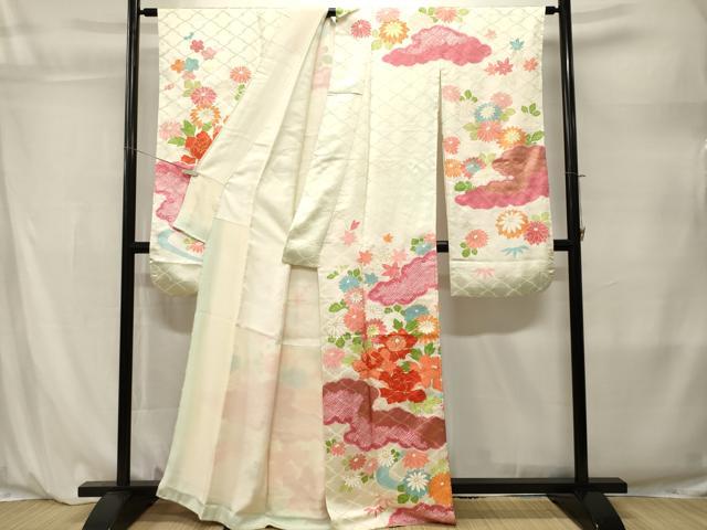 平和屋着物■豪華振袖　駒刺繍　絞り　雲取り流水花文　暈し染め　金彩　正絹　逸品　CABL3870ev