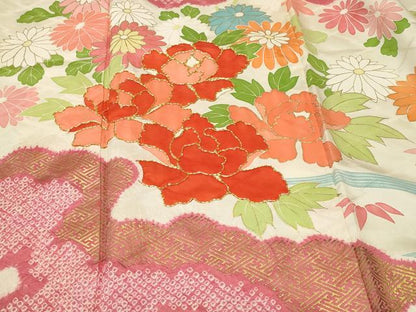 平和屋着物■豪華振袖　駒刺繍　絞り　雲取り流水花文　暈し染め　金彩　正絹　逸品　CABL3870ev