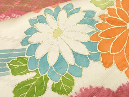 平和屋着物■豪華振袖　駒刺繍　絞り　雲取り流水花文　暈し染め　金彩　正絹　逸品　CABL3870ev