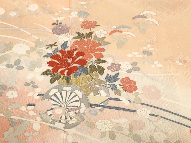 平和屋着物■訪問着　花車文　草花文　暈し染め　金彩　正絹　逸品　CABL3873ev