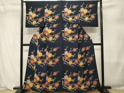 平和屋着物■上質な小紋　型染め　枝梅文　鬼しぼ縮緬　正絹　逸品　CABL3875ev