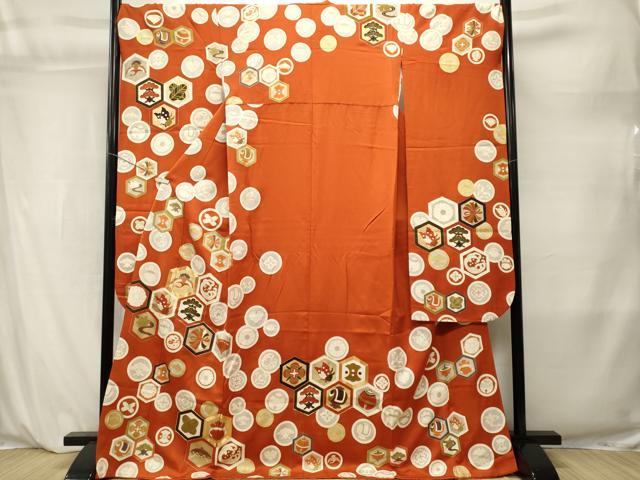 平和屋着物■豪華振袖　駒刺繍　亀甲宝尽し花蝶文　飛鶴　鈴　金彩　正絹　逸品　CABL3877ev