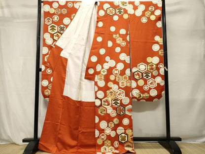 平和屋着物■豪華振袖　駒刺繍　亀甲宝尽し花蝶文　飛鶴　鈴　金彩　正絹　逸品　CABL3877ev