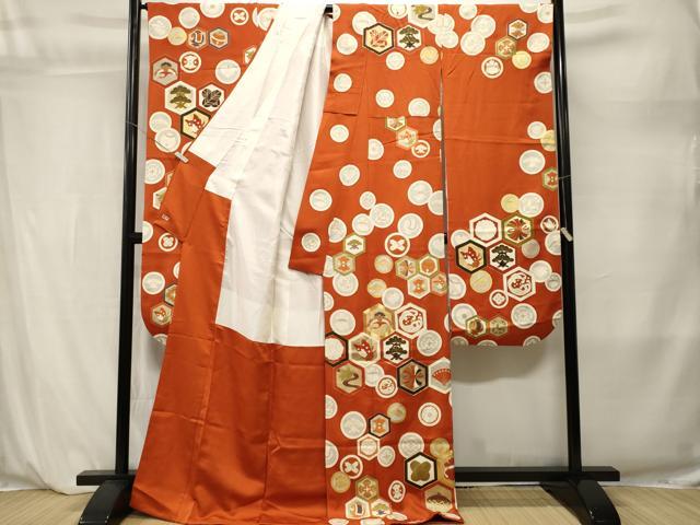 平和屋着物■豪華振袖　駒刺繍　亀甲宝尽し花蝶文　飛鶴　鈴　金彩　正絹　逸品　CABL3877ev