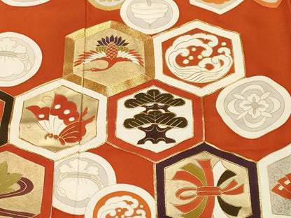 平和屋着物■豪華振袖　駒刺繍　亀甲宝尽し花蝶文　飛鶴　鈴　金彩　正絹　逸品　CABL3877ev