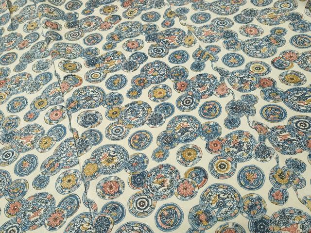 平和屋着物■上質な小紋　絵皿花文　鬼しぼ縮緬　正絹　逸品　CABL3883ev