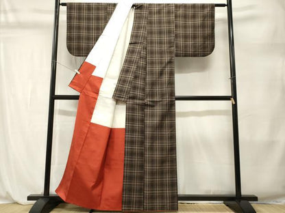 平和屋着物■本場大島紬　格子柄　正絹　逸品　CABL3889ev