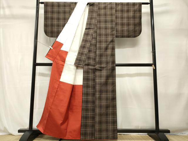 平和屋着物■本場大島紬　格子柄　正絹　逸品　CABL3889ev