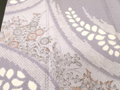 平和屋着物■訪問着　手描き　絞り　草花文　正絹　逸品　CABL3890ev
